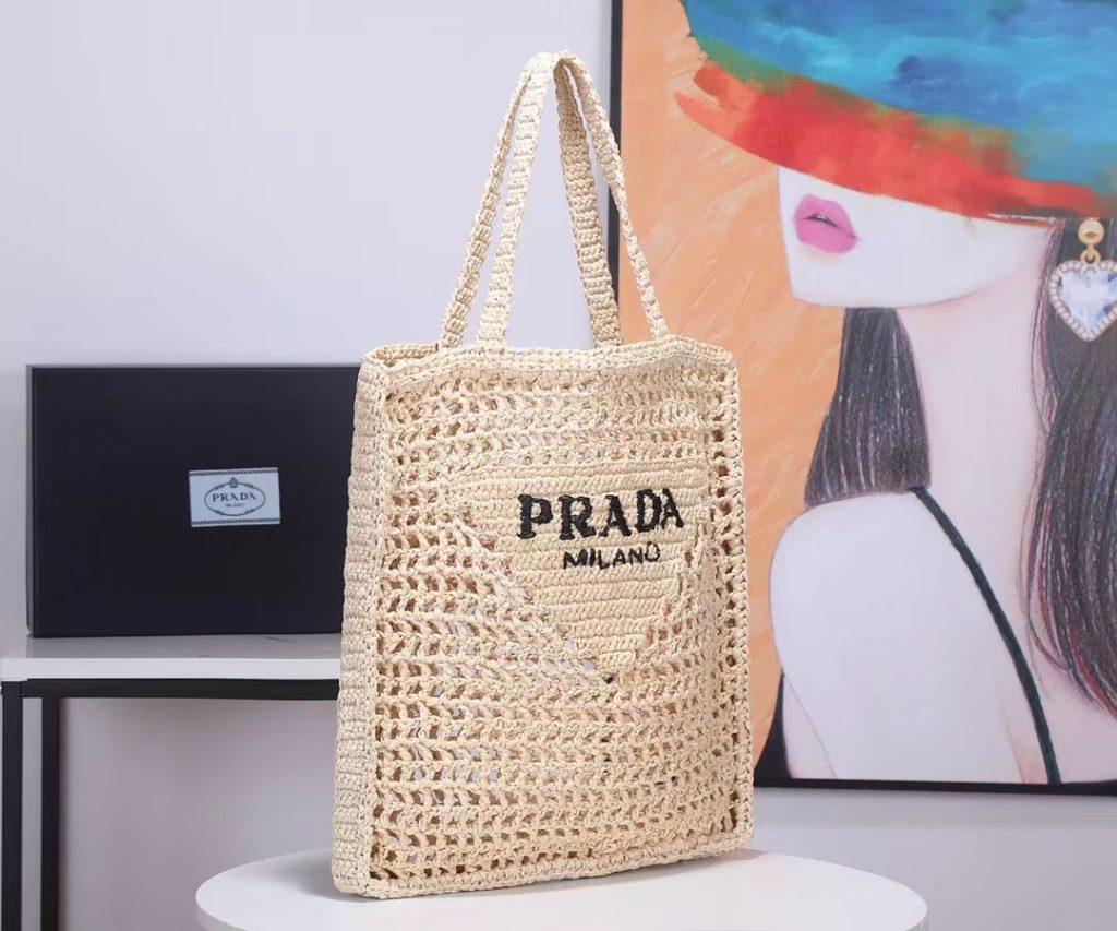 Prada Women Raffia Tote Bag