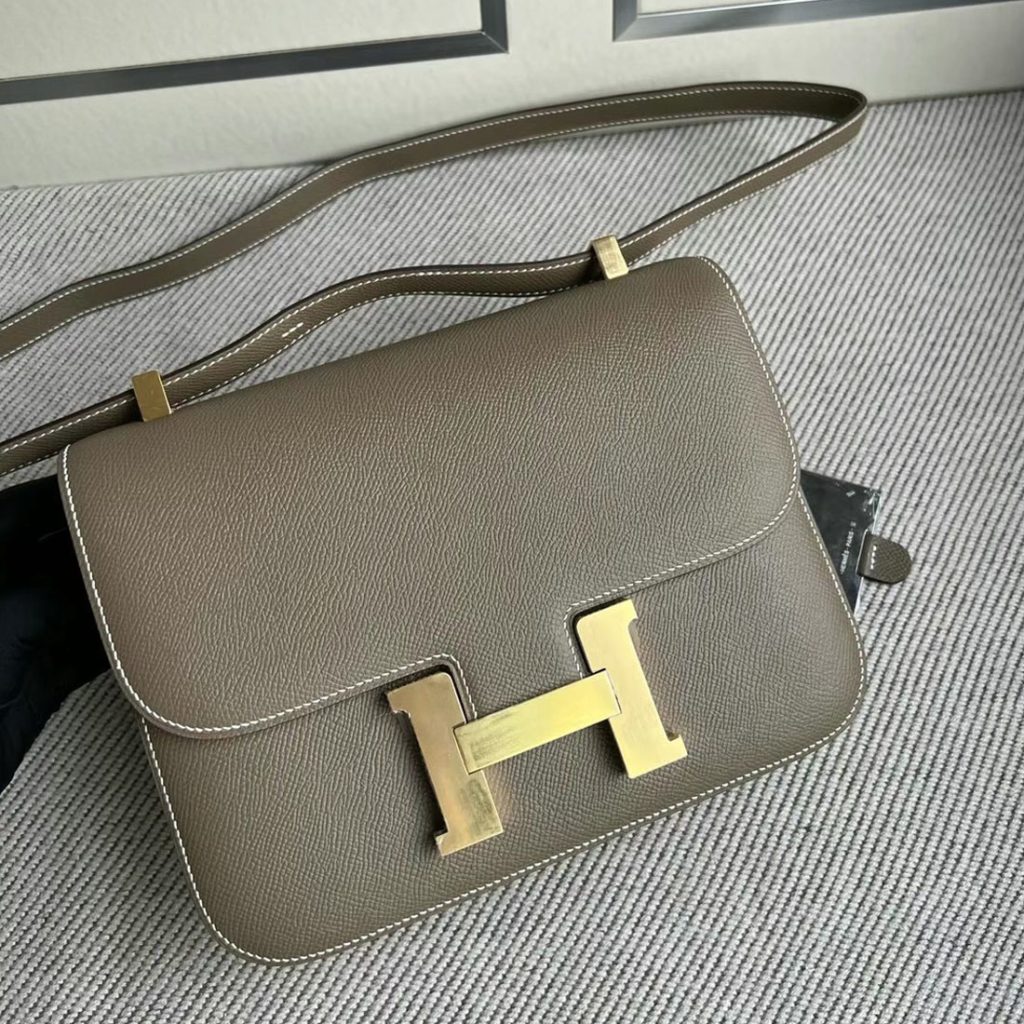 Hermes Constance 24 Grey Epsom Gold Bag
