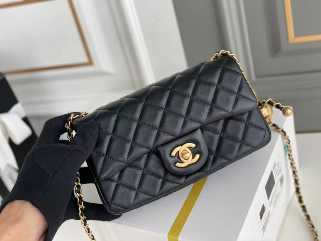 Chanel Lambskin & Gold-Tone Small Metal Flap Bag Black