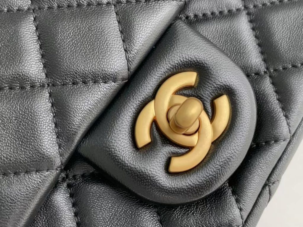 Chanel Lambskin & Gold-Tone Small Metal Flap Bag Black