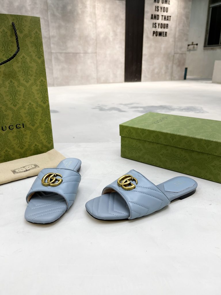 Gucci flat slippers blue