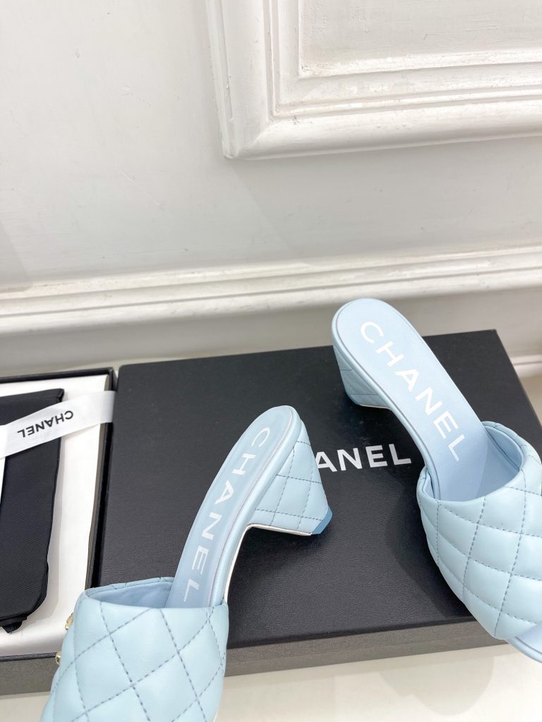 CHANEL sheep leather high heeled sandals for women