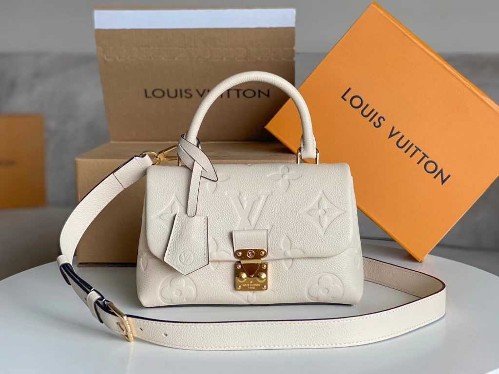 LOUIS VUITTON Madeleine BB Series Brand Logo Embossed Removable Adjustable Shoulder Strap Grain Leather Crossbody Bag Mini Women's