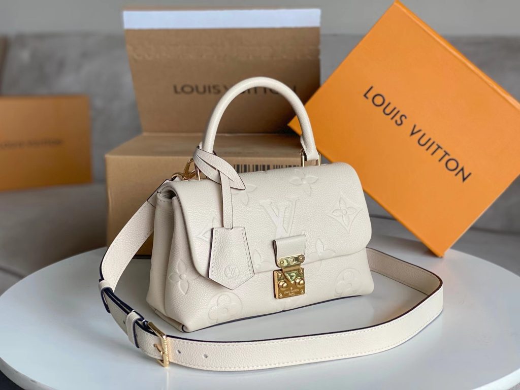 LOUIS VUITTON Madeleine BB Series Brand Logo Embossed Removable Adjustable Shoulder Strap Grain Leather Crossbody Bag Mini Women's