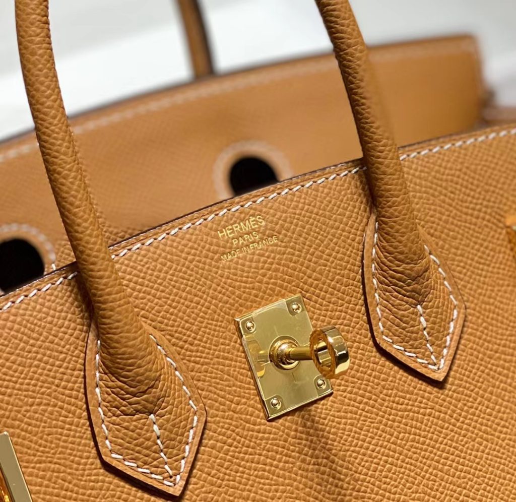 HERMES Hermès Birkin 30 Platinum Bag Gold Buckle Outer Seam Epsom Cow Leather Handbag Women's 37 Gold Gold Brown