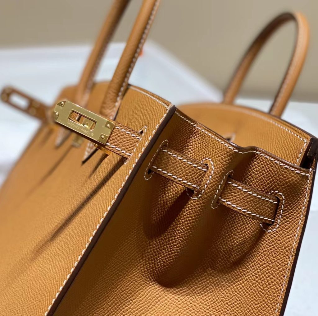 HERMES Hermès Birkin 30 Platinum Bag Gold Buckle Outer Seam Epsom Cow Leather Handbag Women's 37 Gold Gold Brown