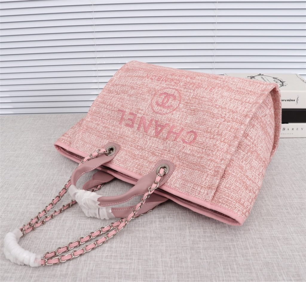 CHANEL Chanel shopping bag calfskin handle gold metal chain single shoulder crossbody handbag women's pink