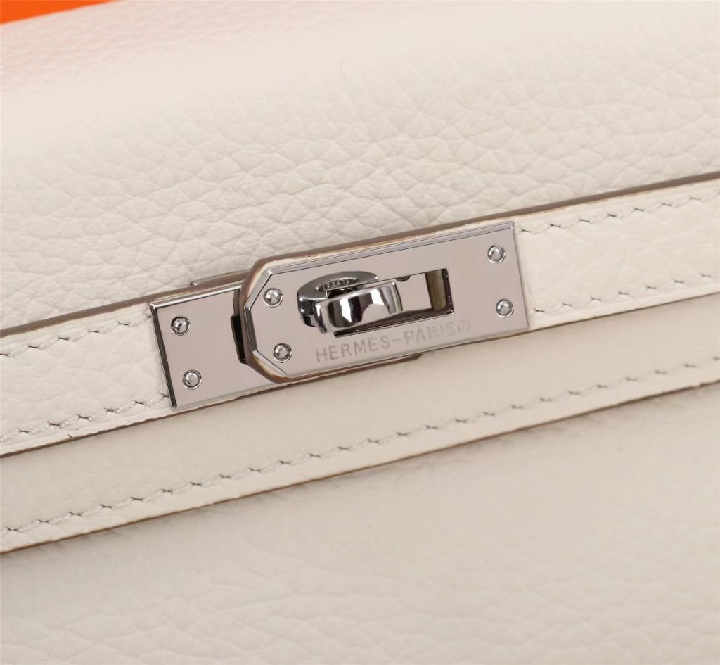 HERMES Hermès Kelly 28 Silver Buckle Epsom Cowhide Kelly bag Handbag Women's 10 Craie Milkshake White Size 28x10x22 cm