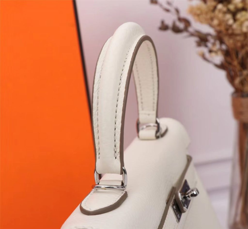 HERMES Hermès Kelly 28 Silver Buckle Epsom Cowhide Kelly bag Handbag Women's 10 Craie Milkshake White Size 28x10x22 cm