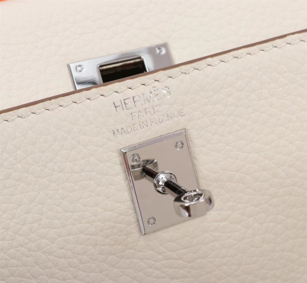 HERMES Hermès Kelly 28 Silver Buckle Epsom Cowhide Kelly bag Handbag Women's 10 Craie Milkshake White Size 28x10x22 cm