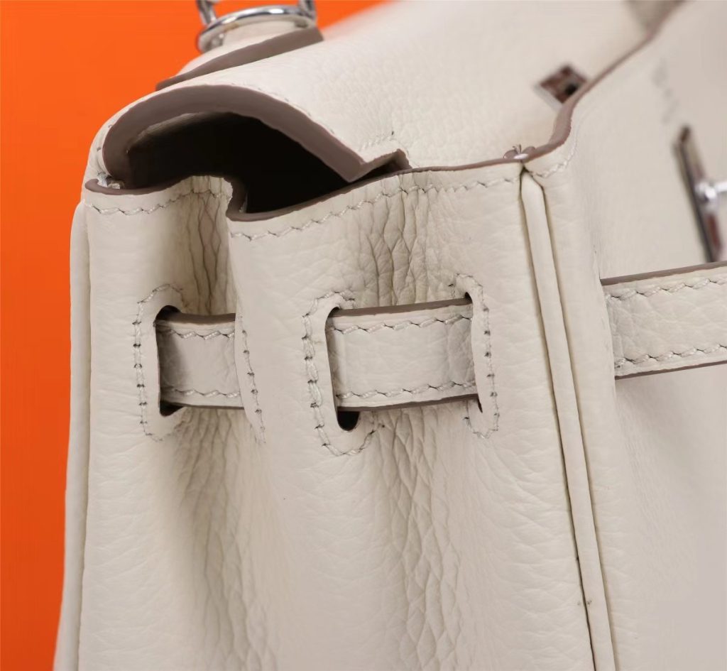 HERMES Hermès Kelly 28 Silver Buckle Epsom Cowhide Kelly bag Handbag Women's 10 Craie Milkshake White Size 28x10x22 cm