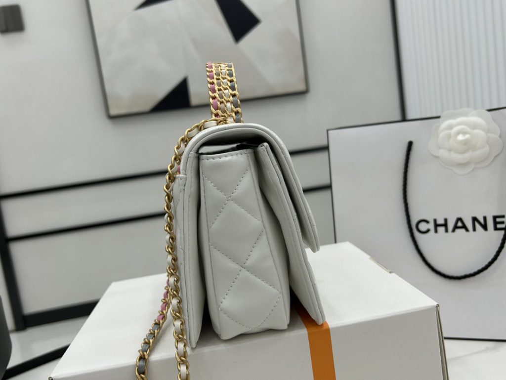 CHANEL CHANEL 23P spring and summer hollow handle glossy cowhide handbag shoulder crossbody bag women's white