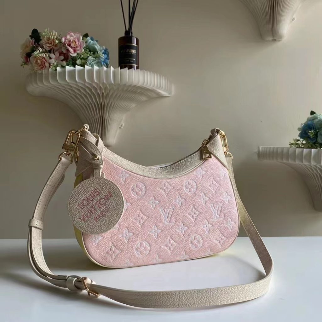 LOUIS VUITTON Bagatelle City Spring Collection BB Detachable and Adjustable Shoulder Strap Embossed Grain Cowhide Stick Bag Underarm Bag Single Shoulder Crossbody Handbag Small Women's Pink