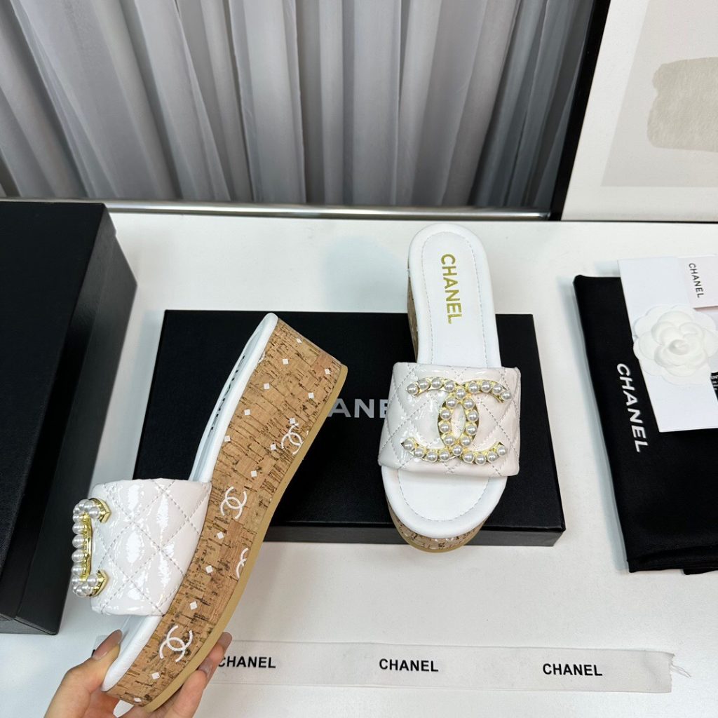 CHANEL sheep leather high heeled sandals for women