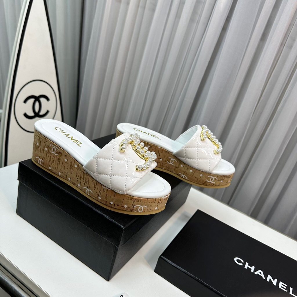 CHANEL sheep leather high heeled sandals for women