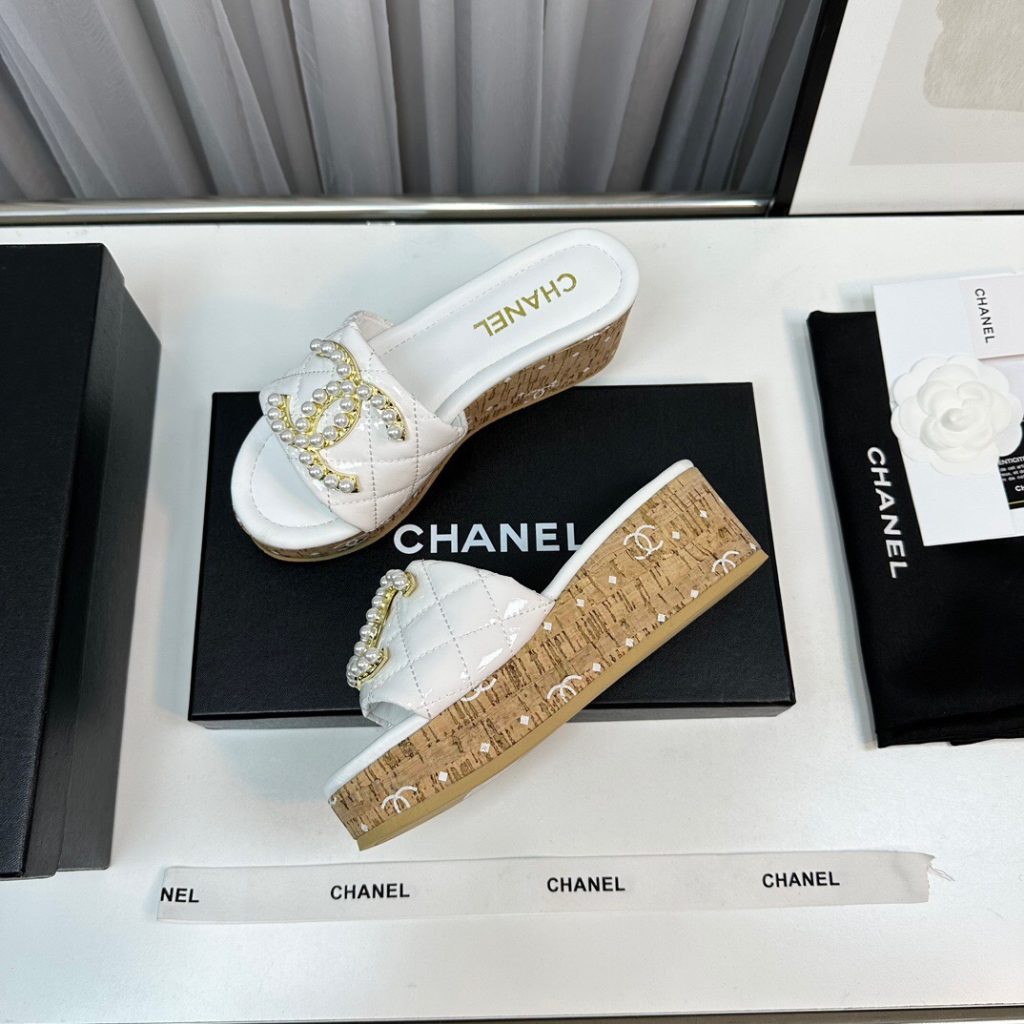 CHANEL sheep leather high heeled sandals for women