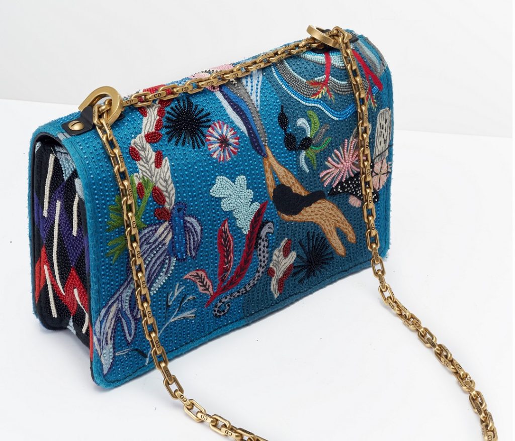 Dior J'ADIOR Ocean Totem Embroidered Flip Bag