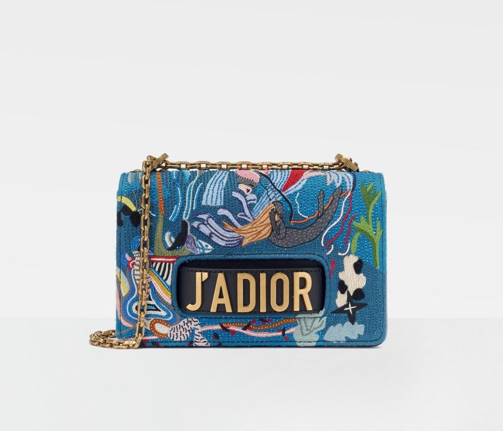 Dior J'ADIOR Ocean Totem Embroidered Flip Bag