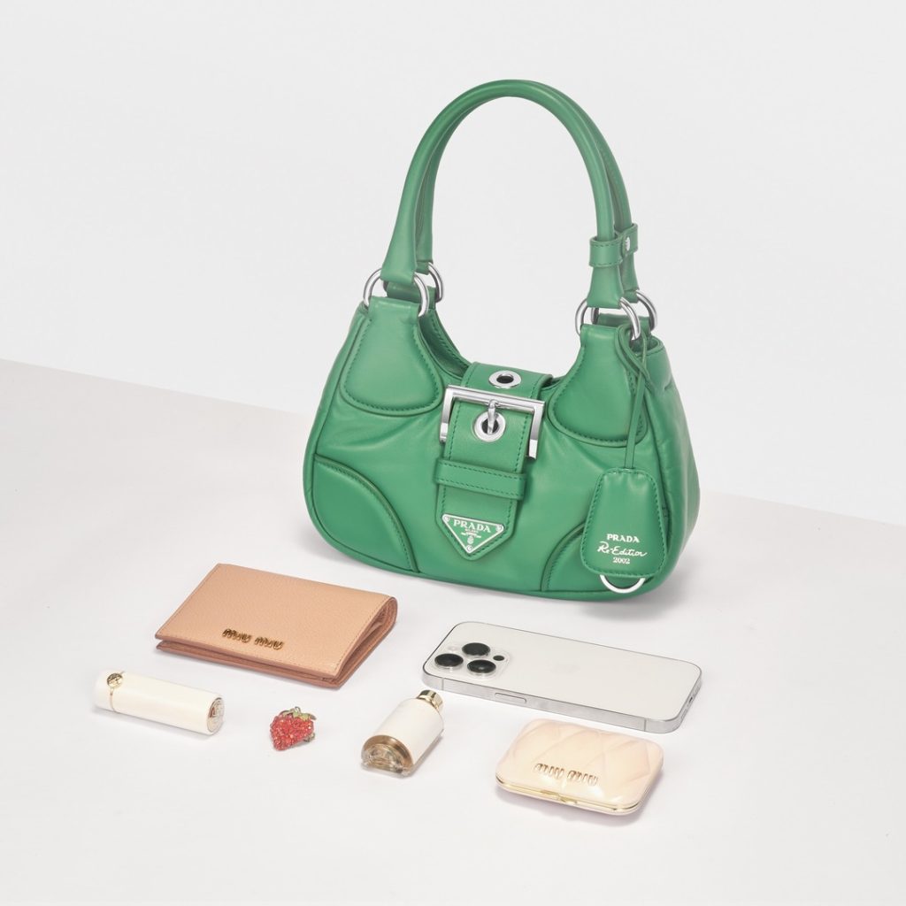 PRADA Mango Green Moon Bent Moon Bag