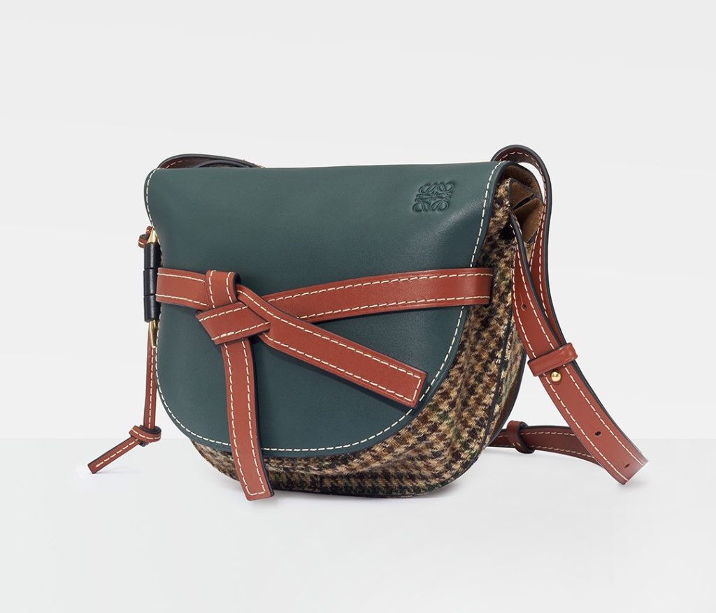 Loewe calfskin and plaid Gate Bag