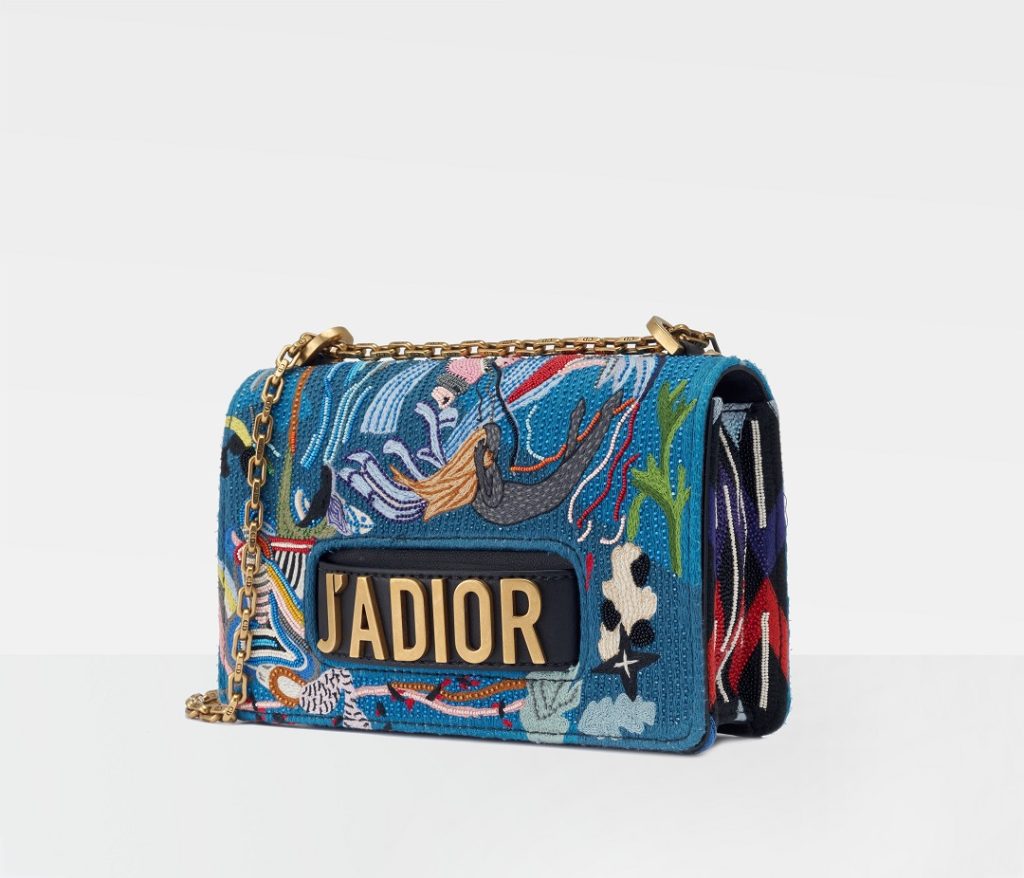 Dior J'ADIOR Ocean Totem Embroidered Flip Bag