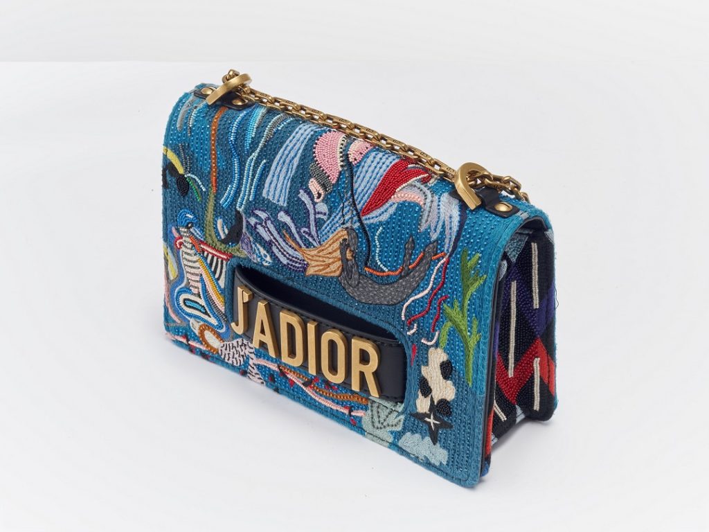 Dior J'ADIOR Ocean Totem Embroidered Flip Bag