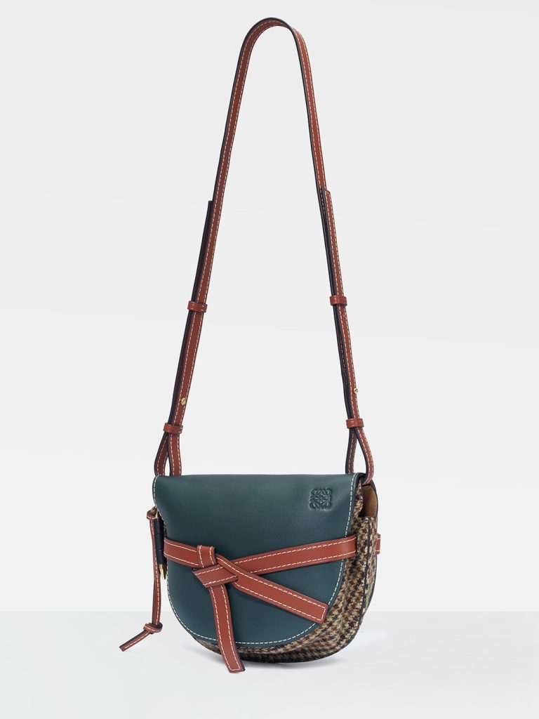 Loewe calfskin and plaid Gate Bag