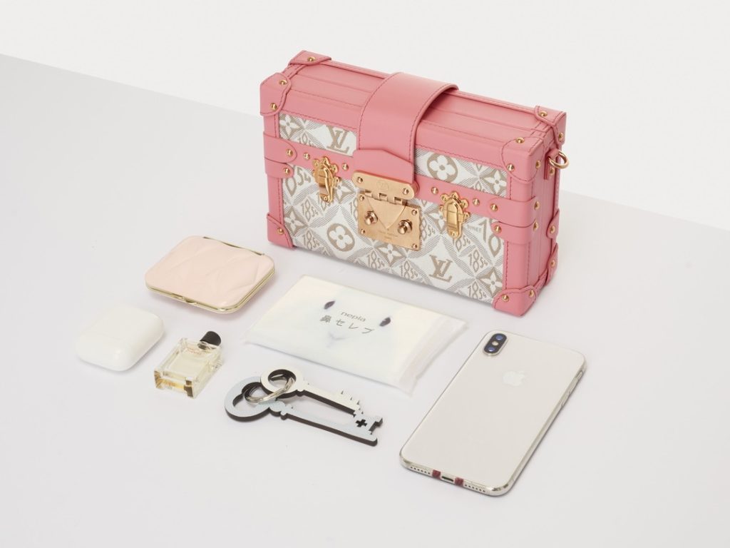 LV Pink Jacquard Fabric Petite Malle Small Hard Case