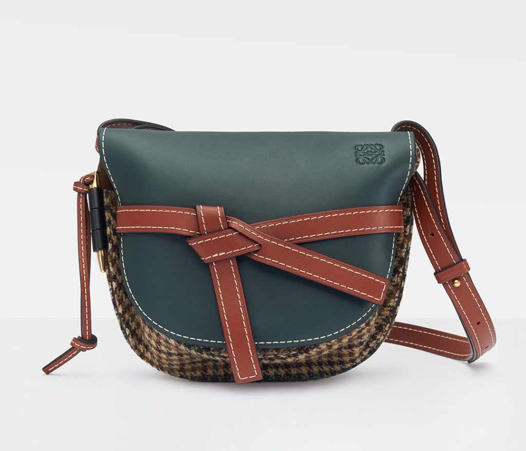 Loewe calfskin and plaid Gate Bag