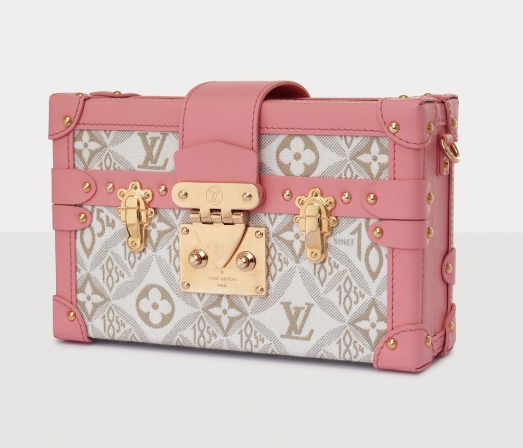 LV Pink Jacquard Fabric Petite Malle Small Hard Case