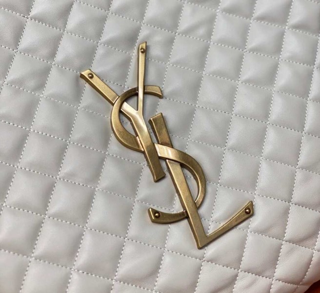 YSL Icare Maxi Shopping White Lambskin Bag