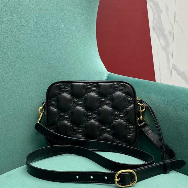 Gucci Matelassé Black Leather Shoulder Bag