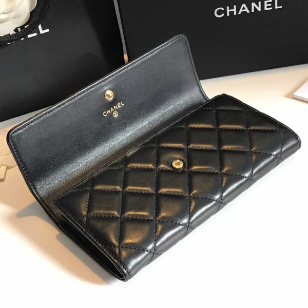 Chanel black lambskin gold hardware wallet