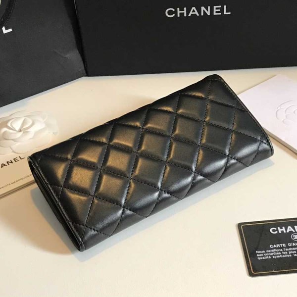 Chanel black lambskin gold hardware wallet