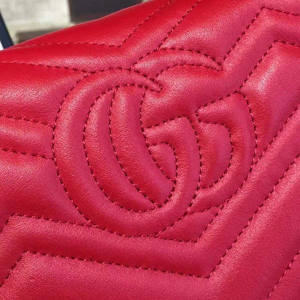 Gucci GG Marmont Matelassé Leather Super Mini Bag, Red