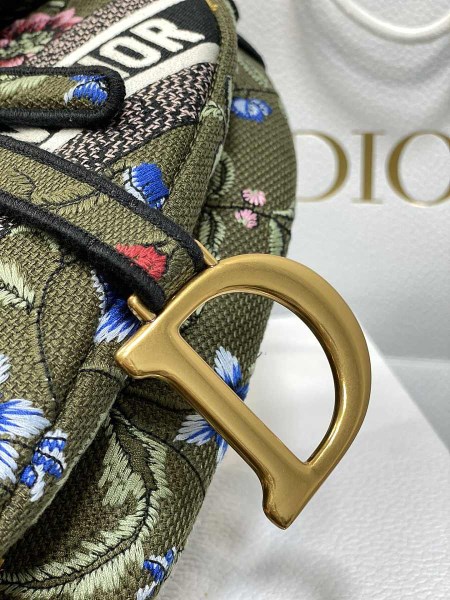 Dior Saddle Green Jardin Magique Embroidery Bag