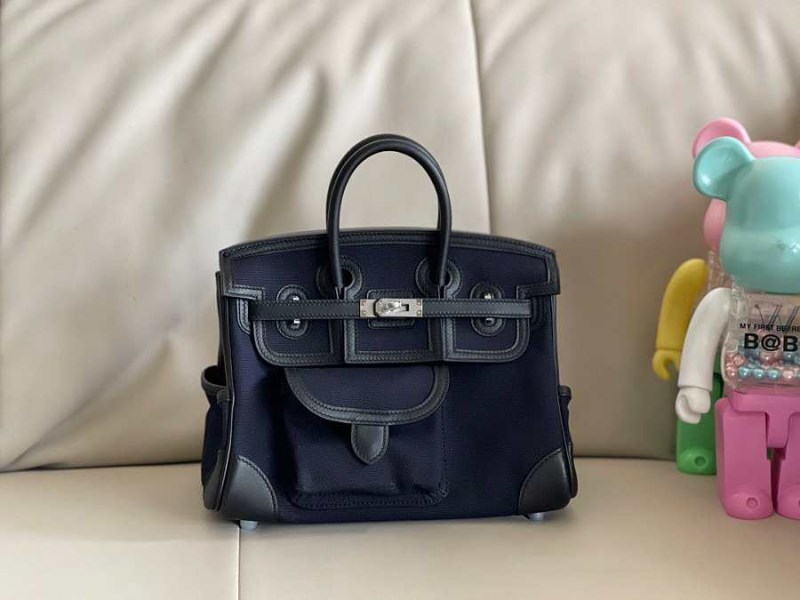 Hermes Birkin 25 Cargo Swift Blue Marine Silver Hardware Bag