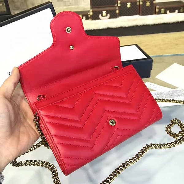 Gucci GG Marmont Matelassé Leather Super Mini Bag, Red