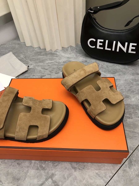 Hermes Chypre brown suede sandal