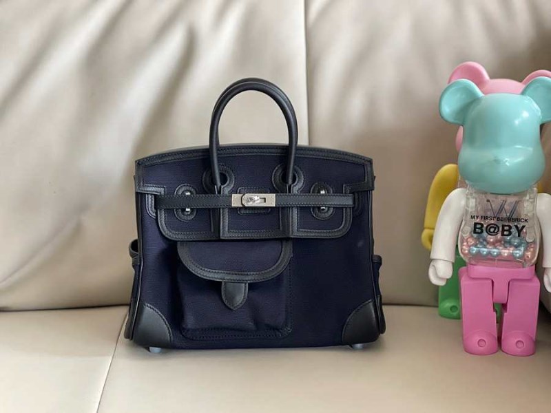 Hermes Birkin 25 Cargo Swift Blue Marine Silver Hardware Bag