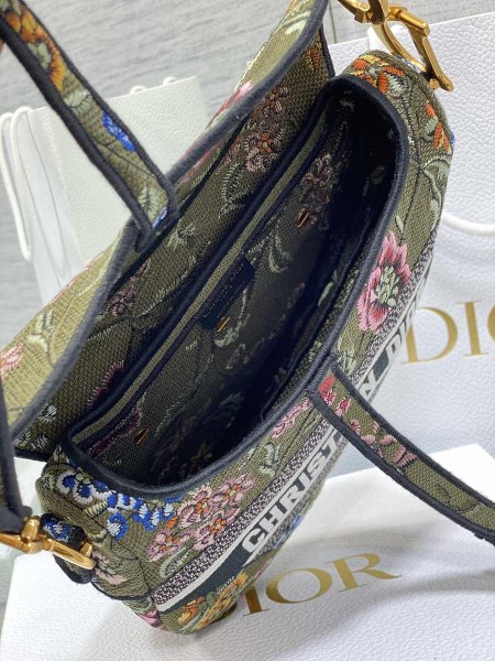 Dior Saddle Green Jardin Magique Embroidery Bag