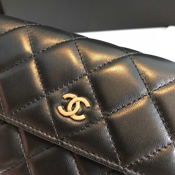 Chanel black lambskin gold hardware wallet