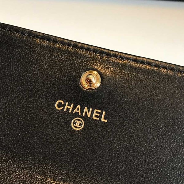 Chanel black lambskin gold hardware wallet