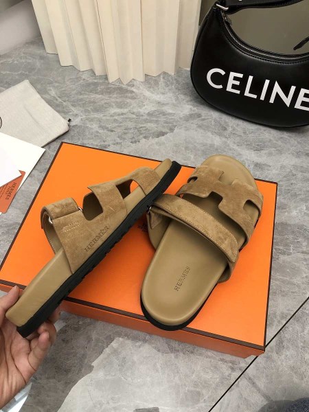 Hermes Chypre brown suede sandal