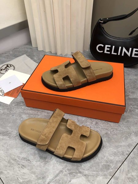 Hermes Chypre brown suede sandal