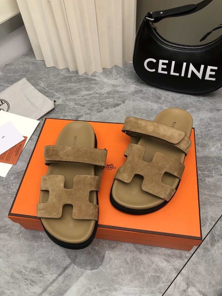 Hermes Chypre brown suede sandal