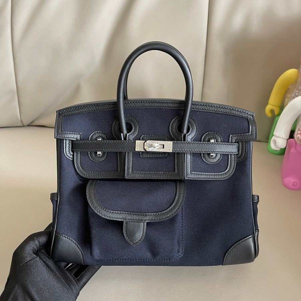 Hermes Birkin 25 Cargo Swift Blue Marine Silver Hardware Bag